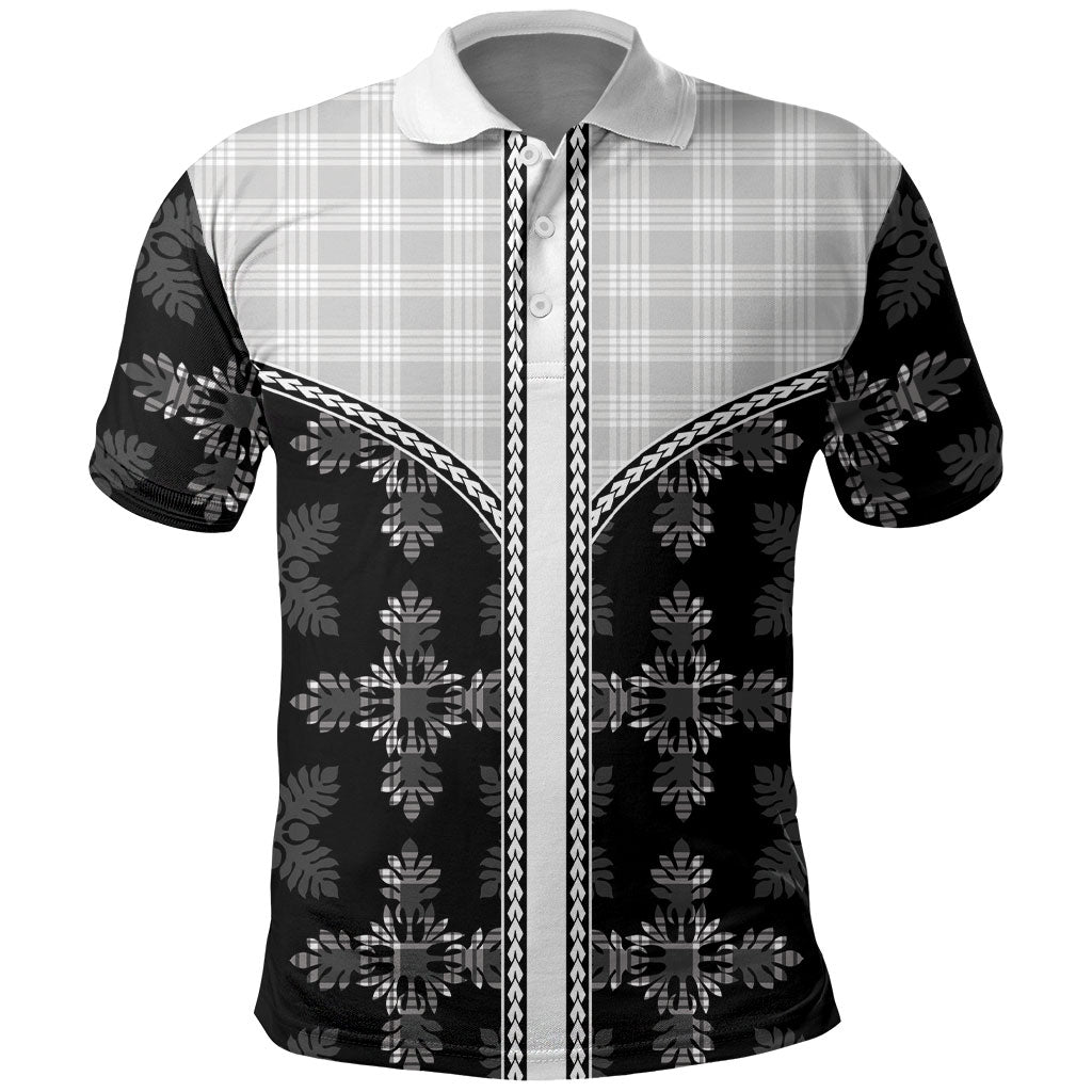 Black Hawaii Paniolo Quilt Motif Polo Shirt LT05 Black - Polynesian Pride
