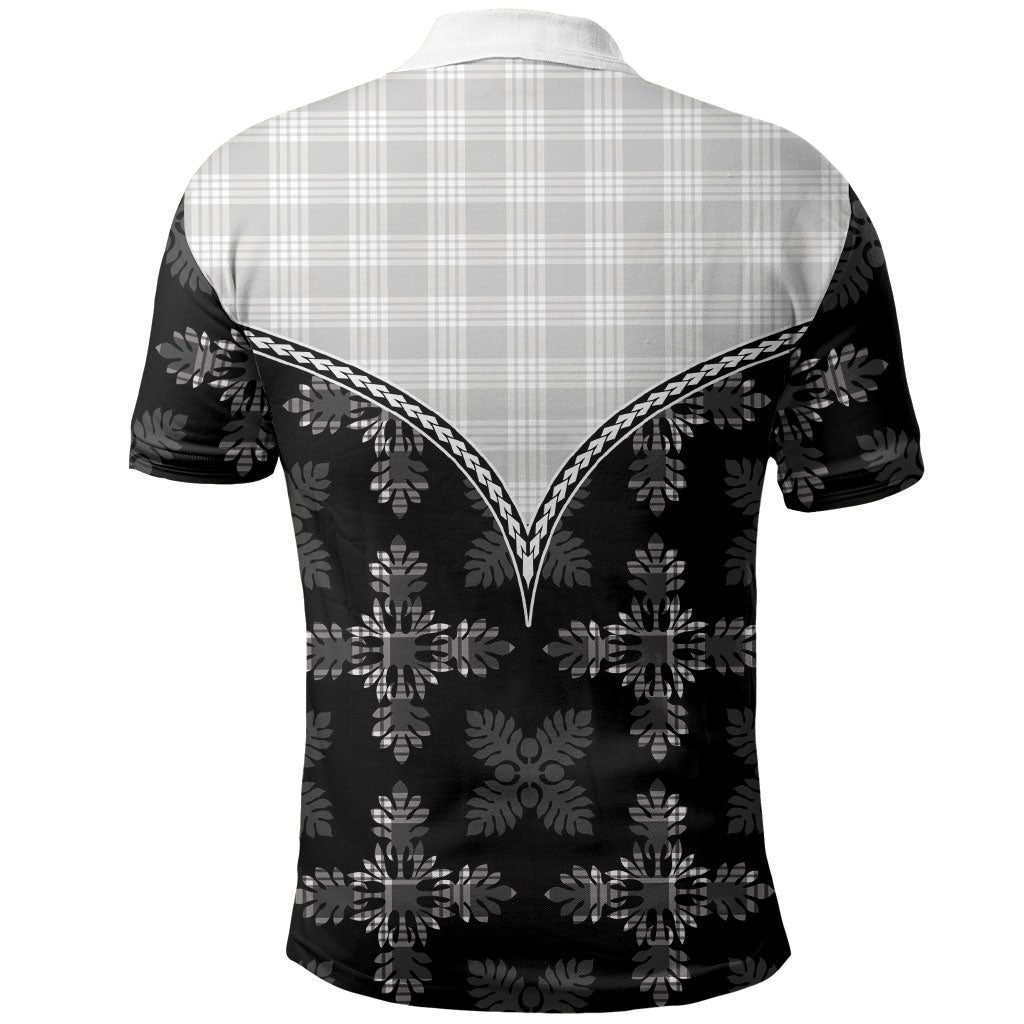 Black Hawaii Paniolo Quilt Motif Polo Shirt LT05 - Polynesian Pride