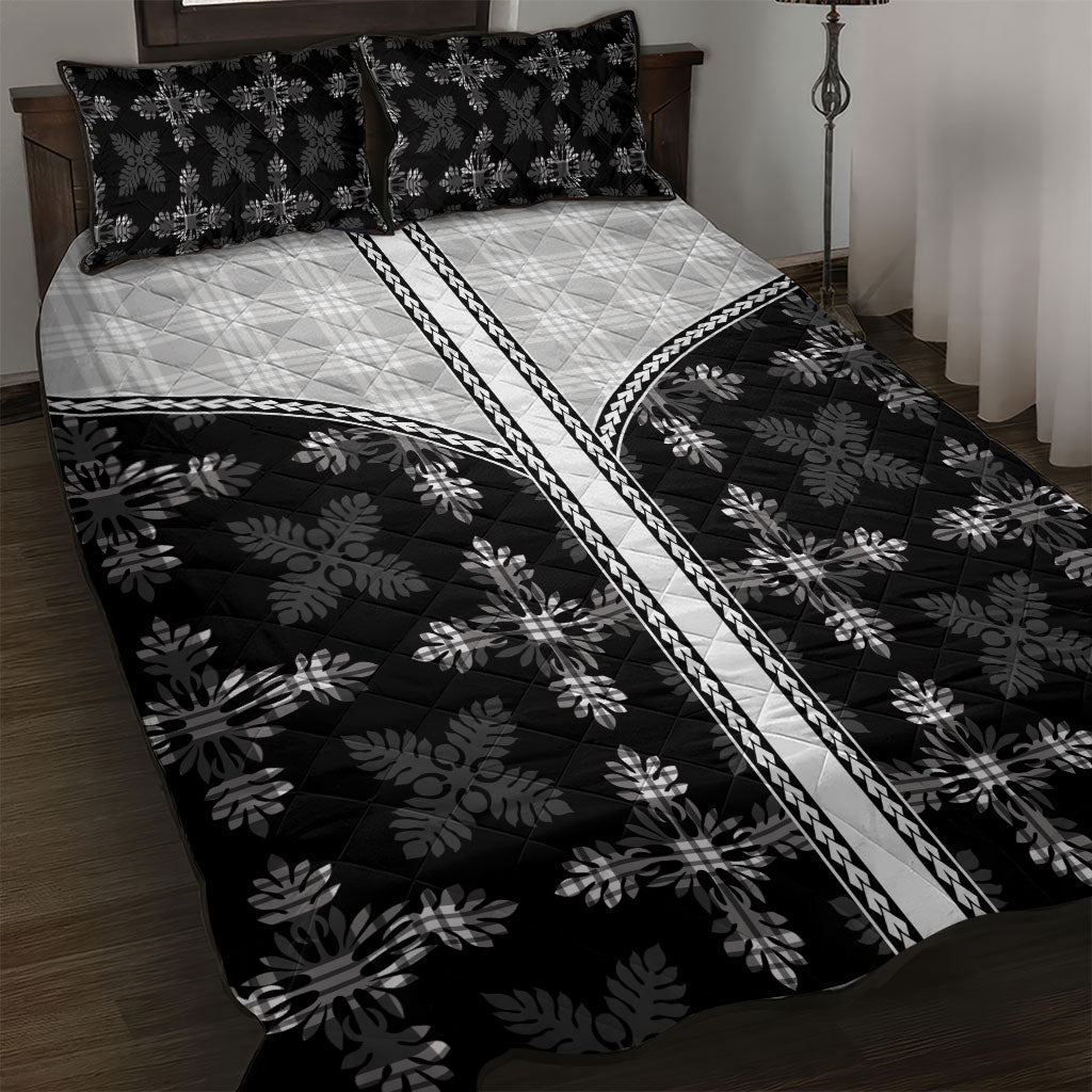 Black Hawaii Paniolo Quilt Motif Quilt Bed Set LT05 Black - Polynesian Pride