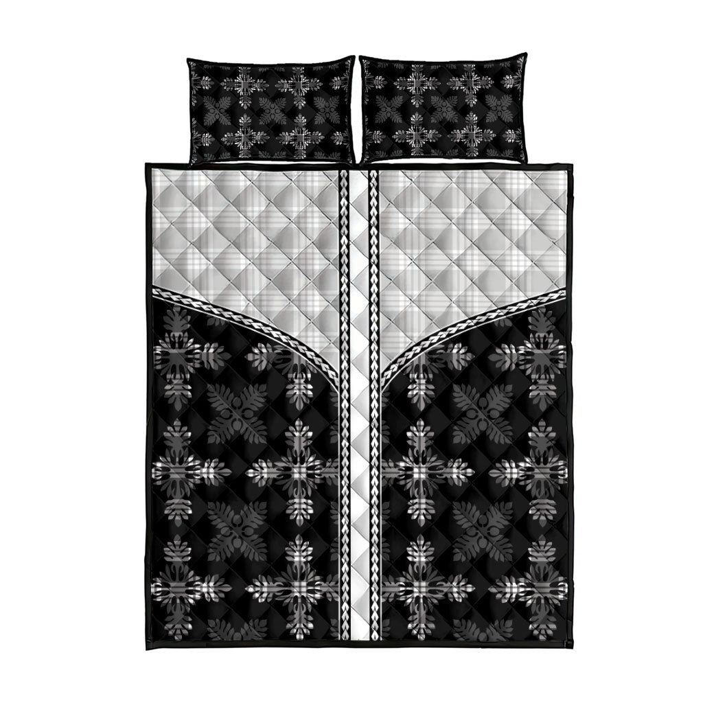Black Hawaii Paniolo Quilt Motif Quilt Bed Set LT05 - Polynesian Pride