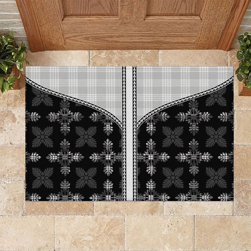 Black Hawaii Paniolo Quilt Motif Rubber Doormat LT05 Black - Polynesian Pride