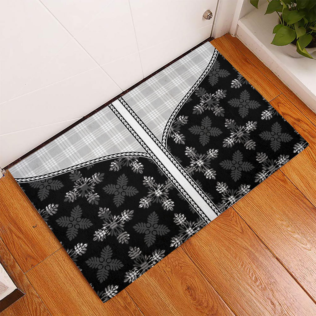 Black Hawaii Paniolo Quilt Motif Rubber Doormat LT05 - Polynesian Pride