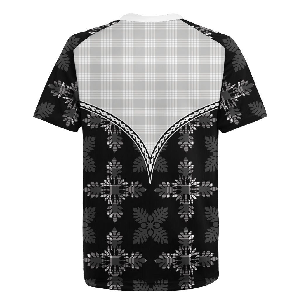 Black Hawaii Paniolo Quilt Motif Rugby Jersey LT05 - Polynesian Pride