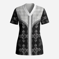 Black Hawaii Paniolo Quilt Motif Scrub Top LT05 Adult Black - Polynesian Pride