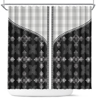Black Hawaii Paniolo Quilt Motif Shower Curtain LT05 Black - Polynesian Pride