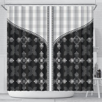 Black Hawaii Paniolo Quilt Motif Shower Curtain LT05 - Polynesian Pride
