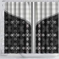 Black Hawaii Paniolo Quilt Motif Shower Curtain LT05 - Polynesian Pride