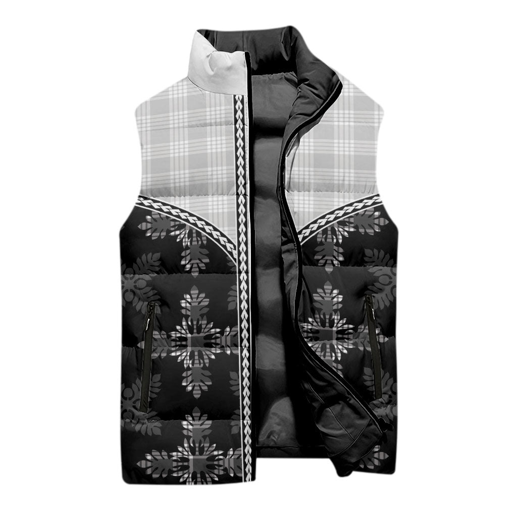 Black Hawaii Paniolo Quilt Motif Sleeveless Puffer Jacket LT05 - Polynesian Pride