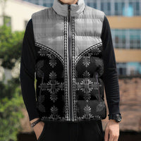 Black Hawaii Paniolo Quilt Motif Sleeveless Puffer Jacket LT05 - Polynesian Pride