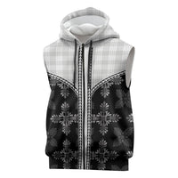Black Hawaii Paniolo Quilt Motif Sleeveless Zip Hoodie LT05 Black - Polynesian Pride