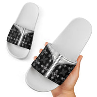 Black Hawaii Paniolo Quilt Motif Slide Sandals LT05 - Polynesian Pride