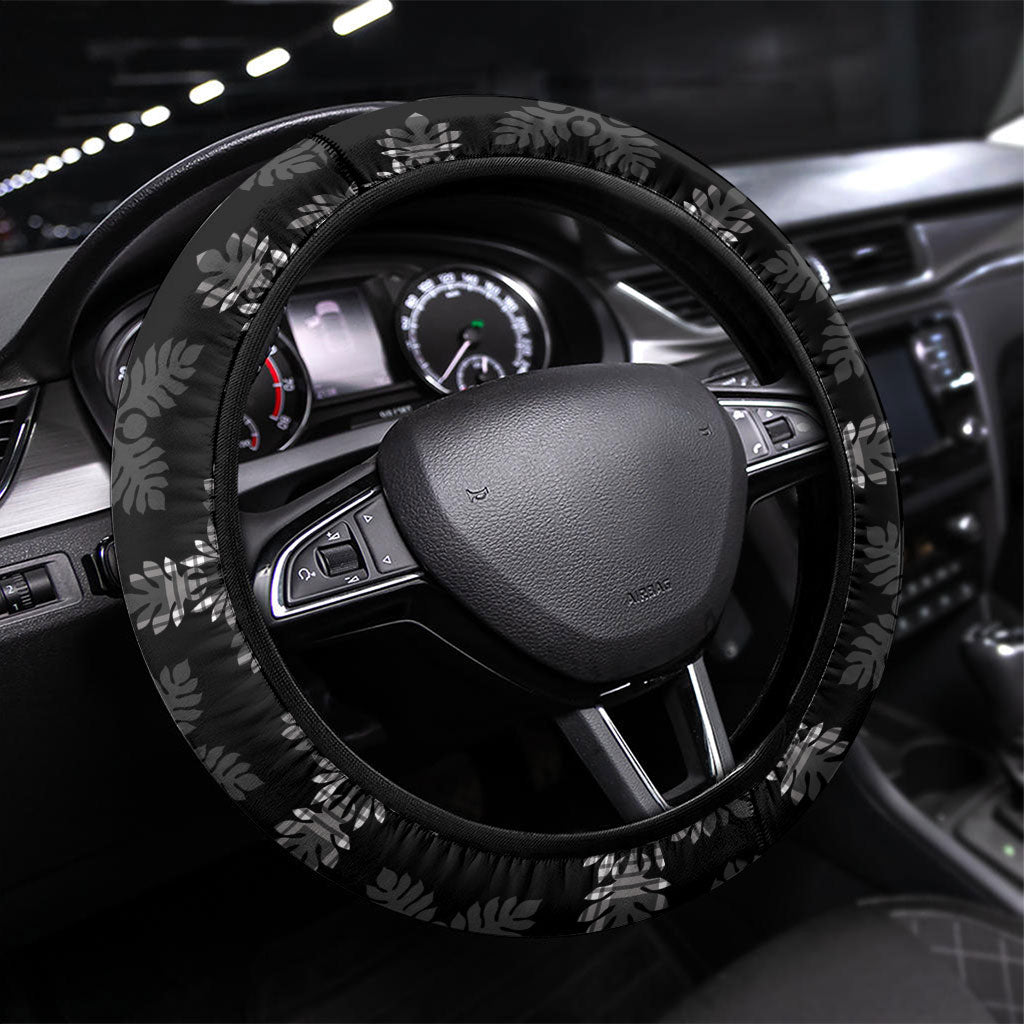 Black Hawaii Paniolo Quilt Motif Steering Wheel Cover LT05 Universal Fit Black - Polynesian Pride