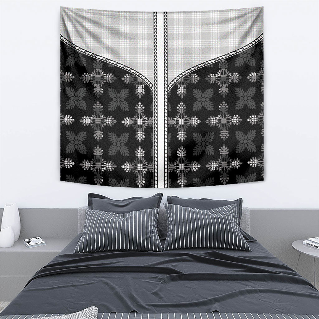 Black Hawaii Paniolo Quilt Motif Tapestry LT05 - Polynesian Pride
