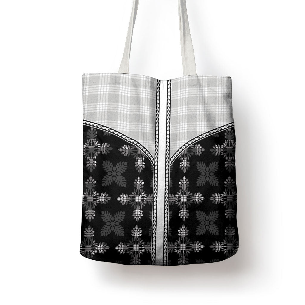 Black Hawaii Paniolo Quilt Motif Tote Bag LT05 - Polynesian Pride