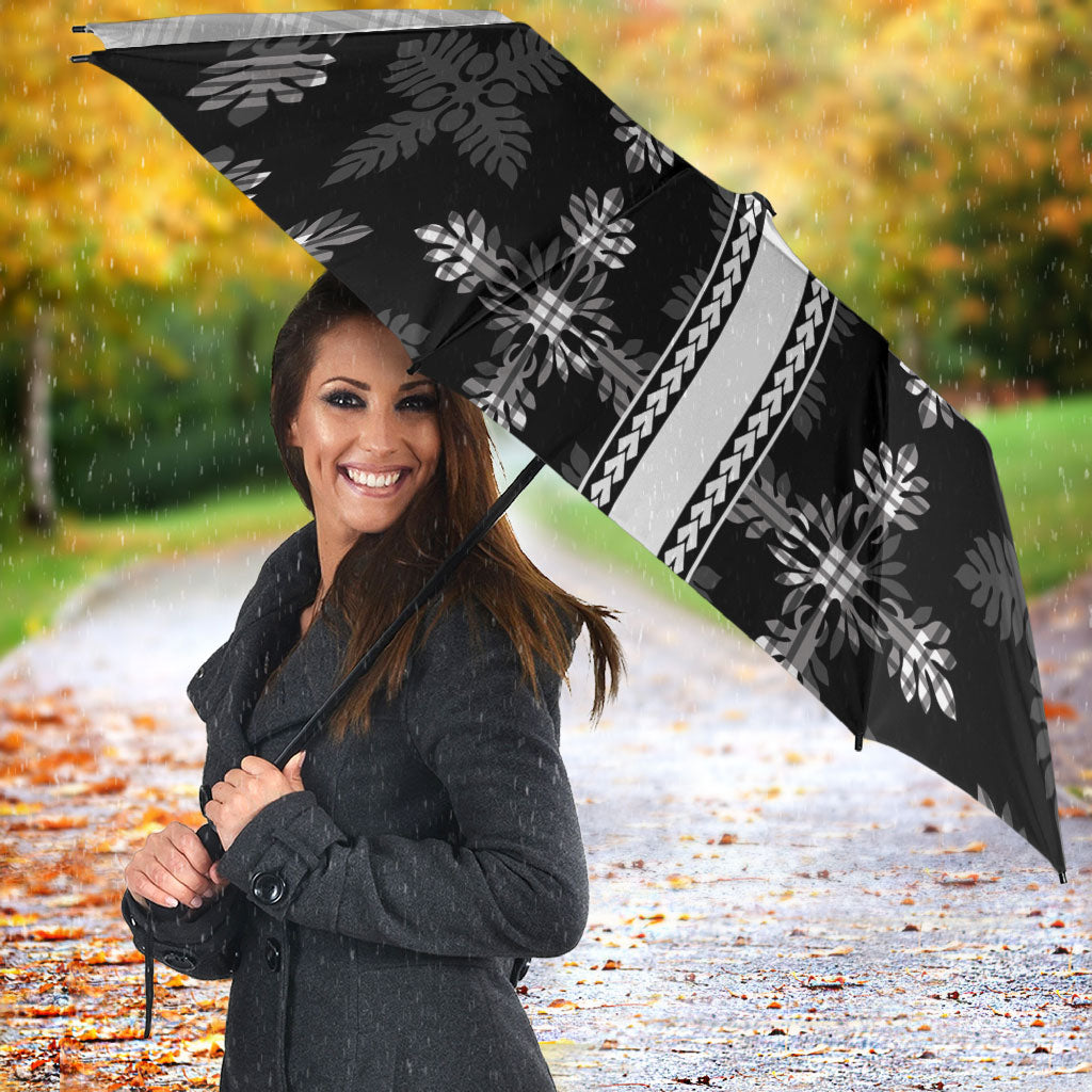 Black Hawaii Paniolo Quilt Motif Umbrella LT05 - Polynesian Pride