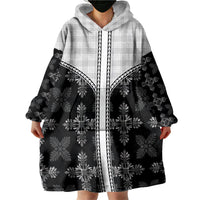 Black Hawaii Paniolo Quilt Motif Wearable Blanket Hoodie LT05 - Polynesian Pride