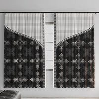 Black Hawaii Paniolo Quilt Motif Window Curtain LT05 With Hooks Black - Polynesian Pride