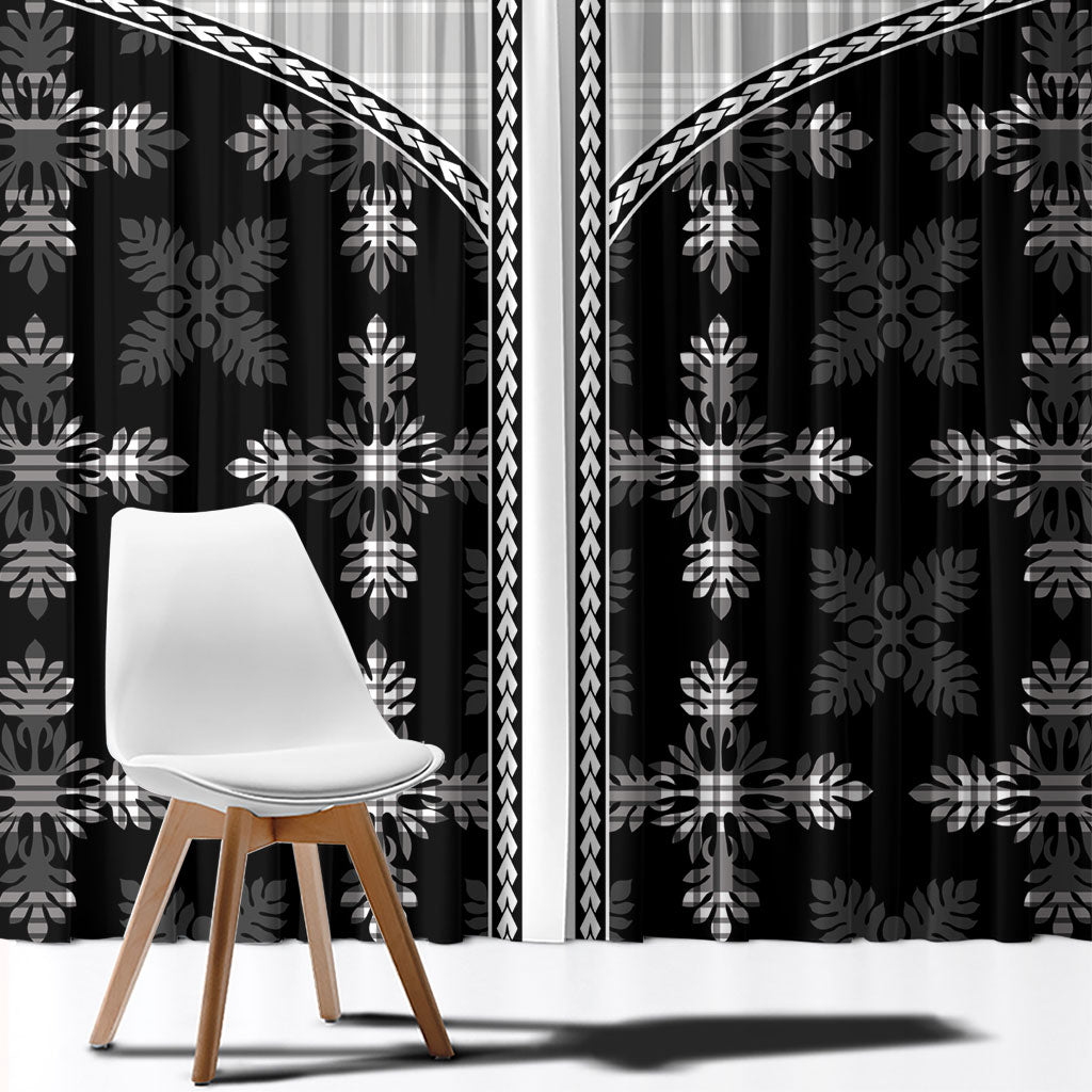 Black Hawaii Paniolo Quilt Motif Window Curtain LT05 - Polynesian Pride