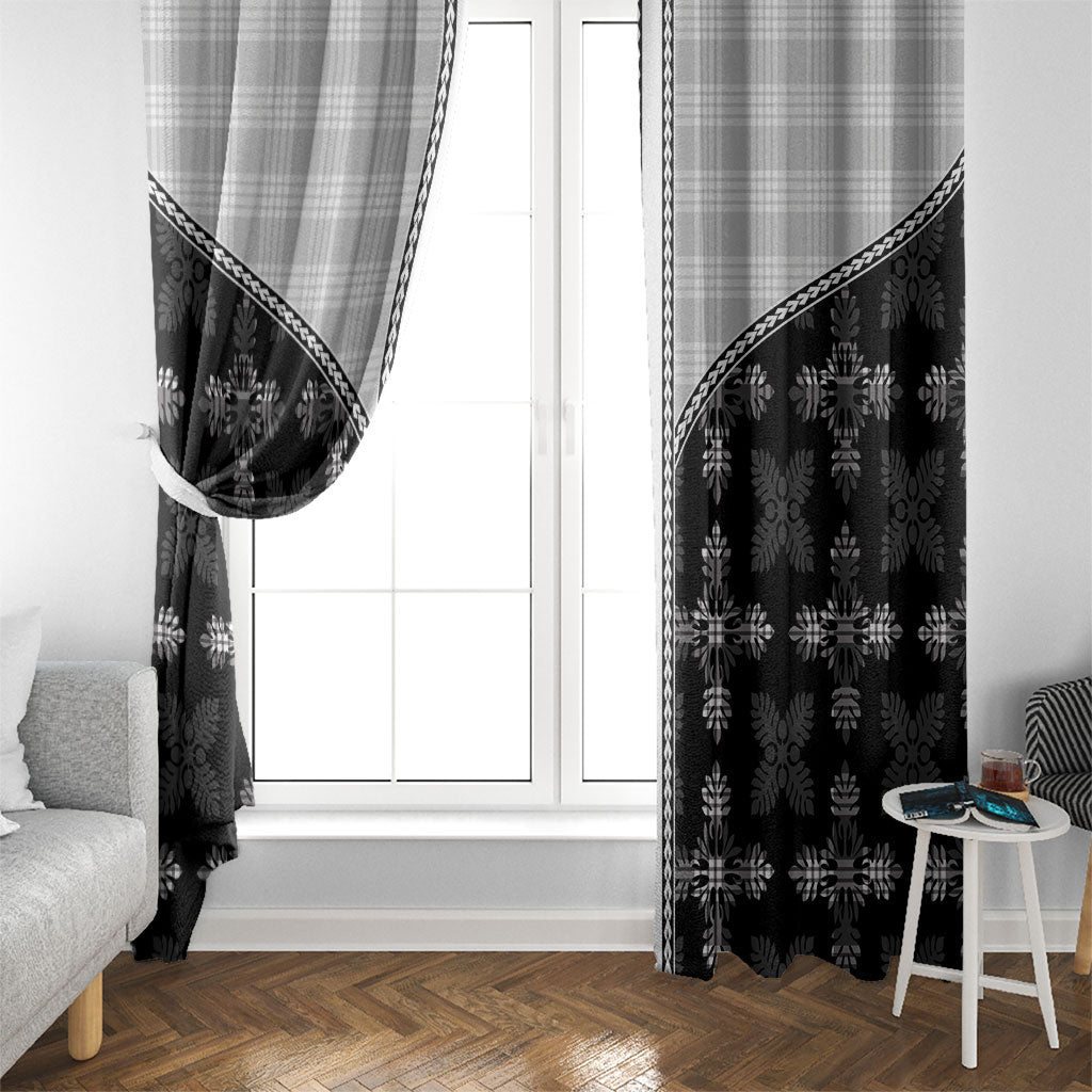 Black Hawaii Paniolo Quilt Motif Window Curtain LT05 - Polynesian Pride