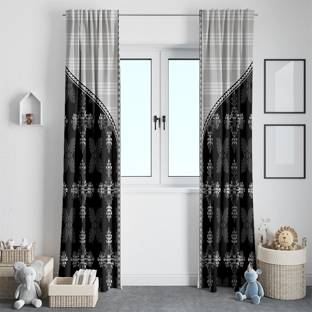 Black Hawaii Paniolo Quilt Motif Window Curtain LT05 - Polynesian Pride
