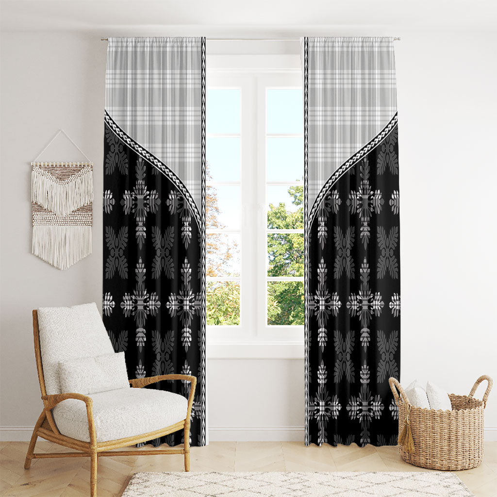 Black Hawaii Paniolo Quilt Motif Window Curtain LT05 - Polynesian Pride