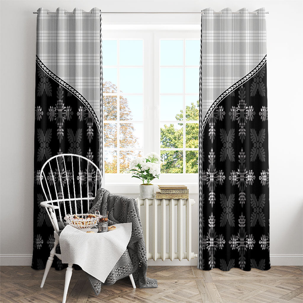Black Hawaii Paniolo Quilt Motif Window Curtain LT05 - Polynesian Pride