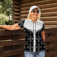 Black Hawaii Paniolo Quilt Motif Women Polo Shirt LT05 - Polynesian Pride
