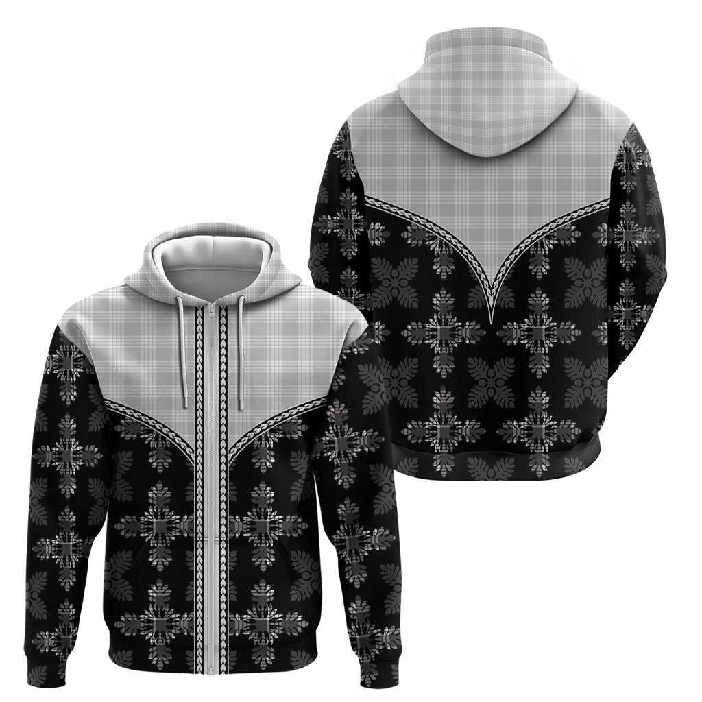 Black Hawaii Paniolo Quilt Motif Zip Hoodie LT05 - Polynesian Pride
