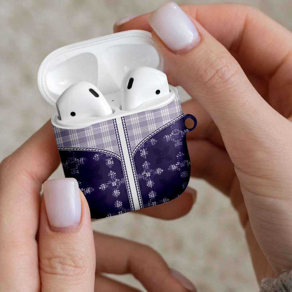 Purple Hawaii Paniolo Quilt Motif AirPods Case LT05 - Polynesian Pride