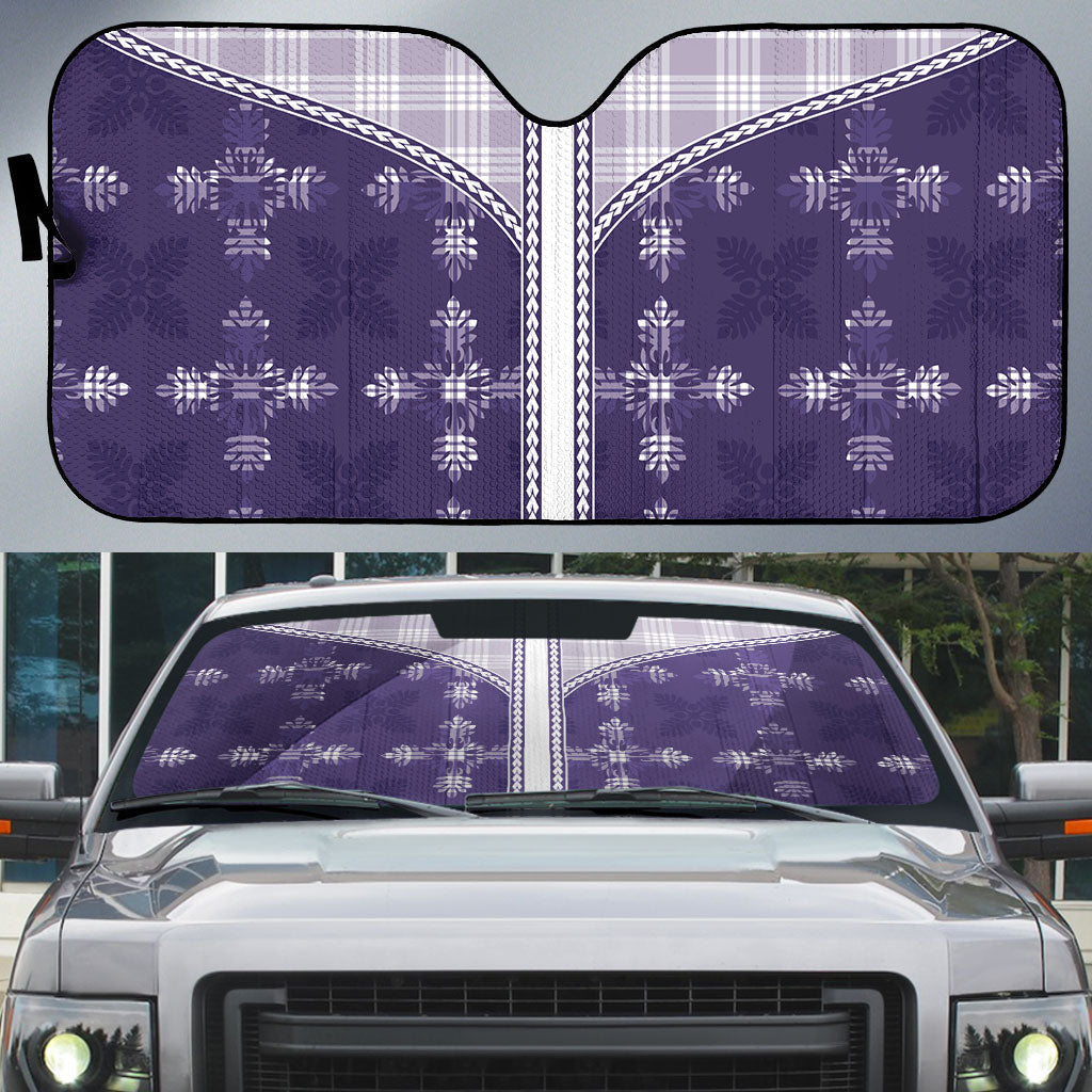Purple Hawaii Paniolo Quilt Motif Auto Sun Shade LT05 Purple - Polynesian Pride