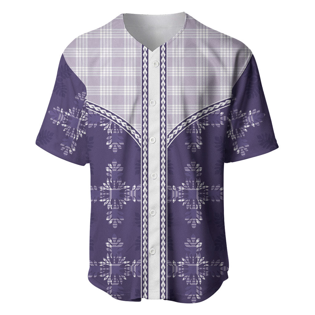 Purple Hawaii Paniolo Quilt Motif Baseball Jersey