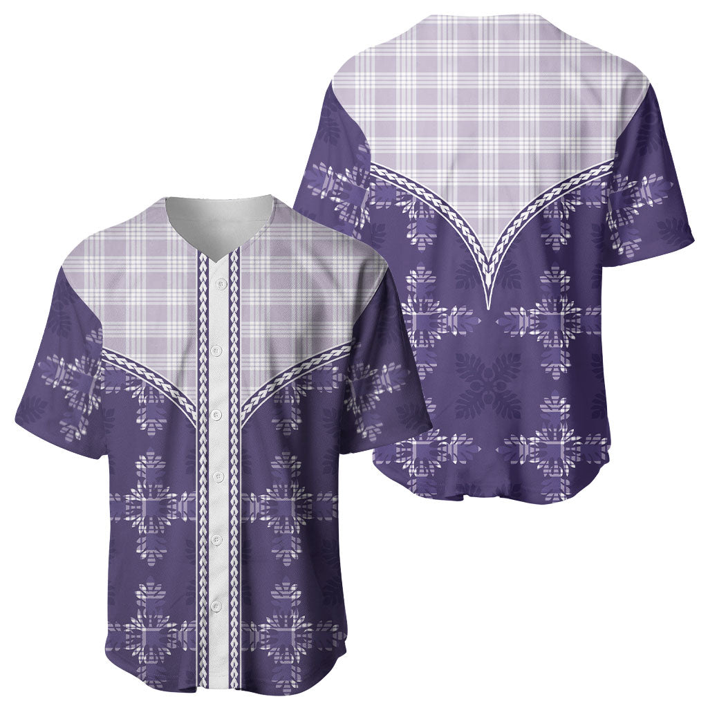 Purple Hawaii Paniolo Quilt Motif Baseball Jersey LT05 - Polynesian Pride