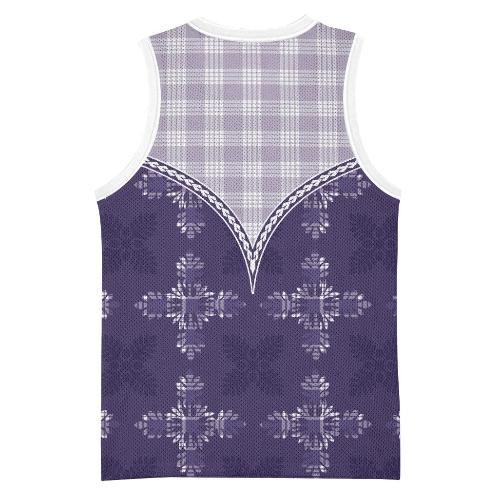Purple Hawaii Paniolo Quilt Motif Basketball Jersey LT05 - Polynesian Pride