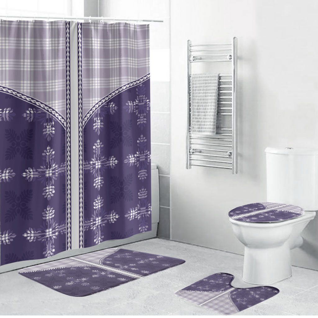 Purple Hawaii Paniolo Quilt Motif Bathroom Set LT05 Bathroom Set (4 pcs) Purple - Polynesian Pride