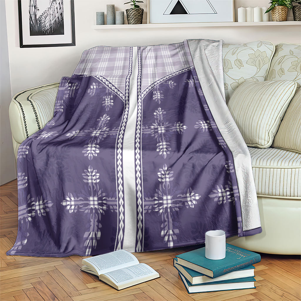 Purple Hawaii Paniolo Quilt Motif Blanket