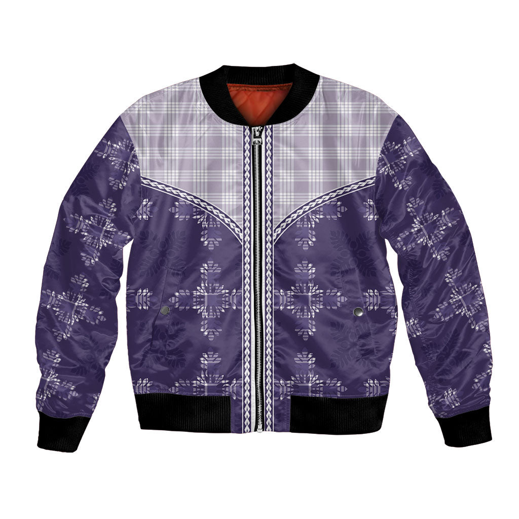 Purple Hawaii Paniolo Quilt Motif Bomber Jacket LT05 Unisex Purple - Polynesian Pride