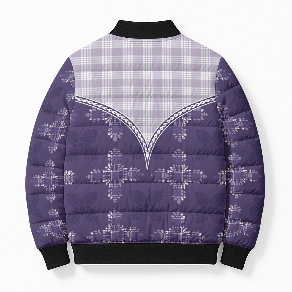 Purple Hawaii Paniolo Quilt Motif Bomber Puffer Jacket LT05 - Polynesian Pride