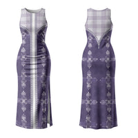 Purple Hawaii Paniolo Quilt Motif Couples Matching Tank Maxi Dress and Long Sleeve Button Shirt LT05 - Polynesian Pride
