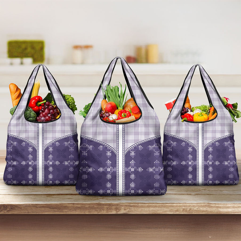 Purple Hawaii Paniolo Quilt Motif Grocery Bag LT05 3-pack One Size Purple - Polynesian Pride