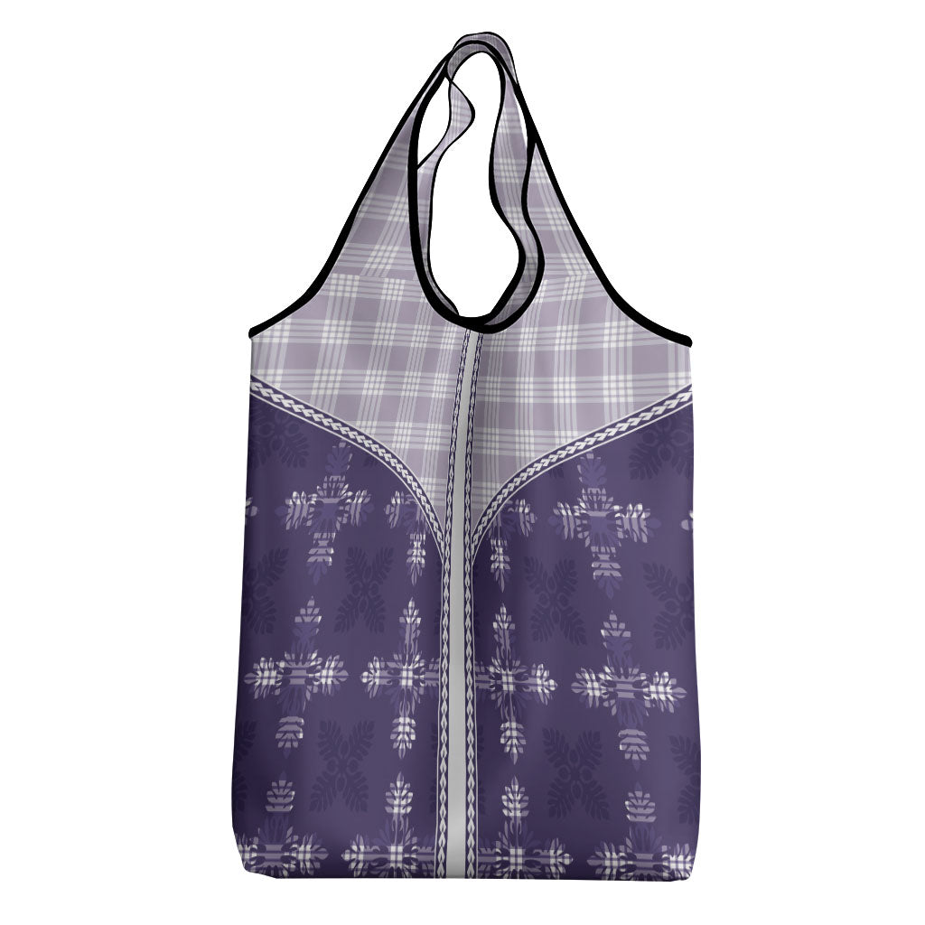 Purple Hawaii Paniolo Quilt Motif Grocery Bag LT05 - Polynesian Pride