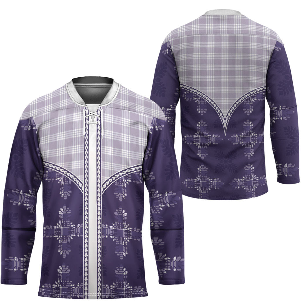 Purple Hawaii Paniolo Quilt Motif Hockey Jersey LT05 - Polynesian Pride