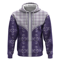 Purple Hawaii Paniolo Quilt Motif Hoodie LT05 Zip Hoodie Purple - Polynesian Pride