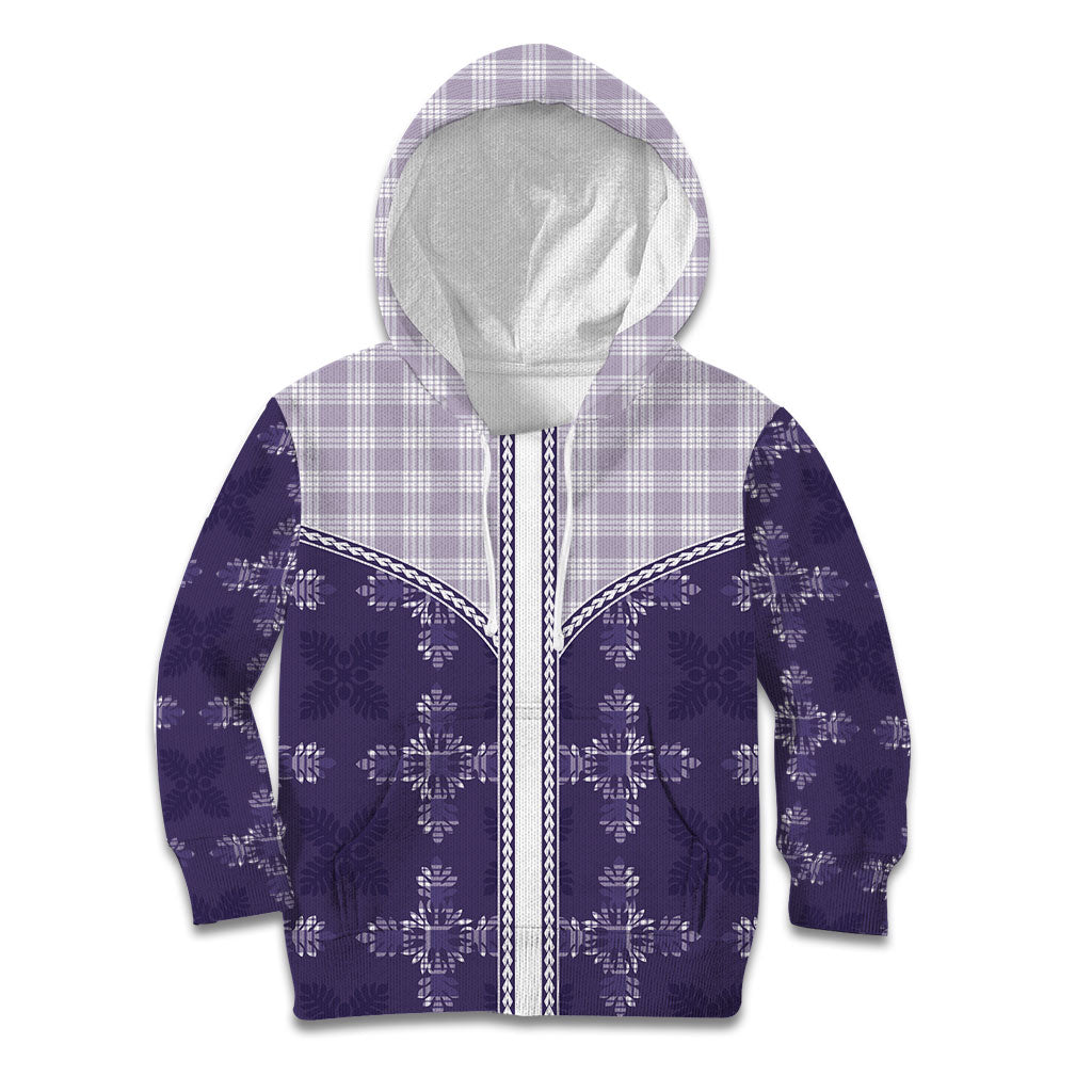Purple Hawaii Paniolo Quilt Motif Kid Hoodie LT05 Hoodie Purple - Polynesian Pride
