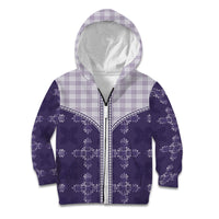 Purple Hawaii Paniolo Quilt Motif Kid Hoodie LT05 Zip Hoodie Purple - Polynesian Pride