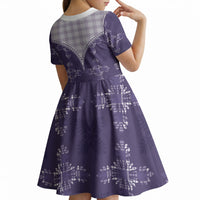 Purple Hawaii Paniolo Quilt Motif Kid Short Sleeve Dress LT05 - Polynesian Pride