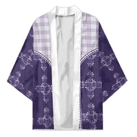 Purple Hawaii Paniolo Quilt Motif Kimono LT05 Unisex Purple - Polynesian Pride