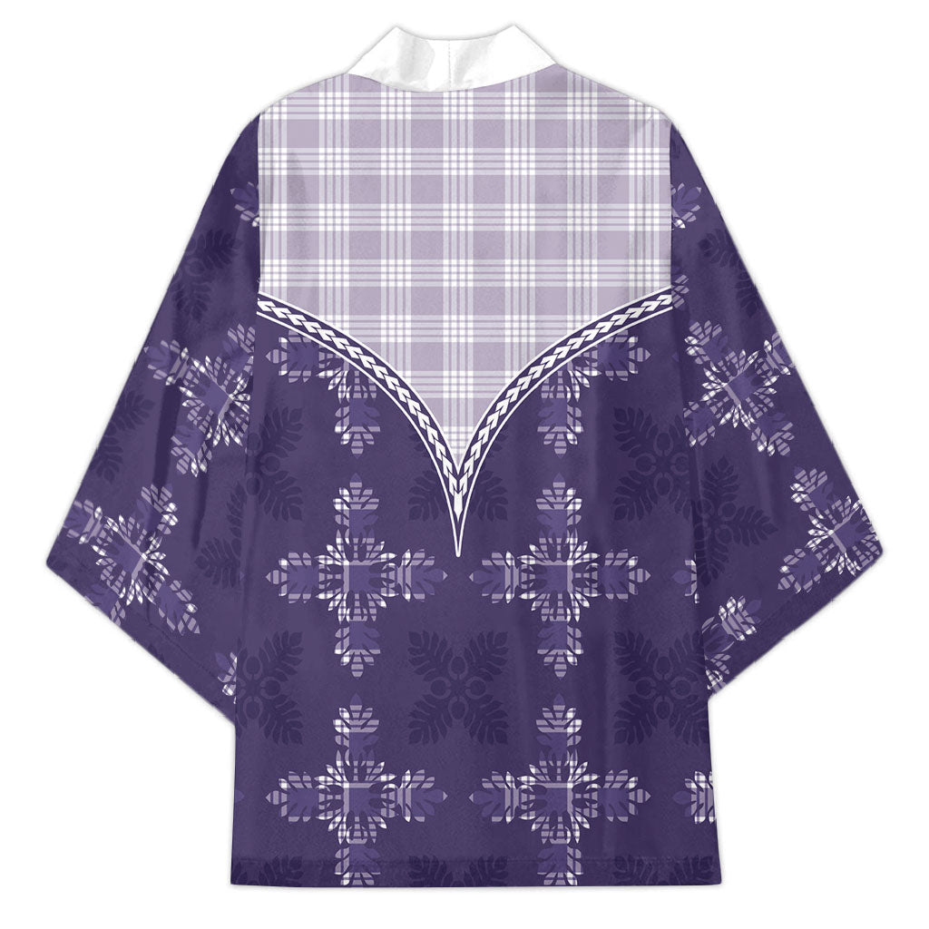 Purple Hawaii Paniolo Quilt Motif Kimono LT05 - Polynesian Pride