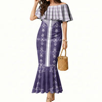 Purple Hawaii Paniolo Quilt Motif Mermaid Dress LT05 Women Purple - Polynesian Pride