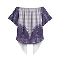 Purple Hawaii Paniolo Quilt Motif Off Shoulder Wrap Waist Top LT05 - Polynesian Pride