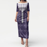 Purple Hawaii Paniolo Quilt Motif Puletasi LT05 Long Dress Purple - Polynesian Pride